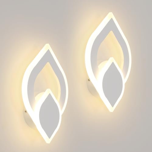 Mckalen Applique da Parete Interno LED Bianca, 2 Pezzi 16W 1800LM Lampada da Parete Camera da Letto, Lampada LED da Muro Moderno Cucina per Bagno Soggiorno Scale Corridoio, Luce Bianca Calda 3000K