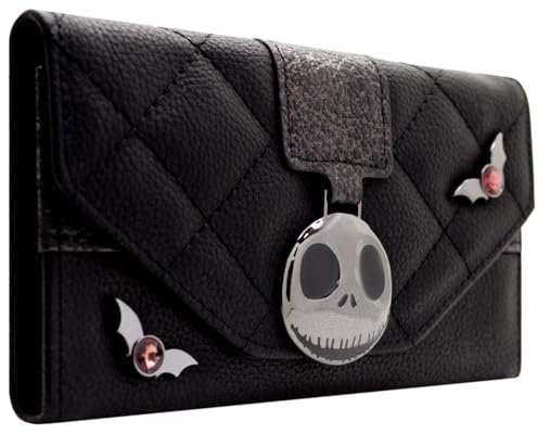 PocketGear Nightmare Before Skellington Kopf Weihnachten Fledermäuse Portemonnaie Clutch Münzfach & Kartenhalter, Schwarz