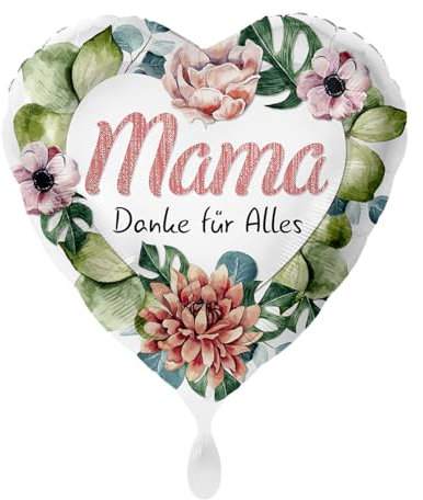 Herz Folienballon * MAMA - DANKE FÜR ALLES * als Deko für Muttertag | Größe: 43cm | Partydeko Luftballon Ballon Geschenk