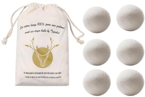 Woolen Wonders Tumble Dryer Balls, Wool Balls For Dryer, Natural Fabric Softener Set Of 6, Reusable Fabric Softener Ball, Reduce Drying Time, Wrinkles & Static Cling