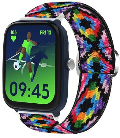 Blueshaweu Bracelet de rechange de 20 mm, compatible avec Ice-Watch ICE Smart Junior 2.0, 3.0, 3.0 FM - Bracelet de rechange en tissu réglable - Doux et extensible, Große, Silicone, Pas de gemme