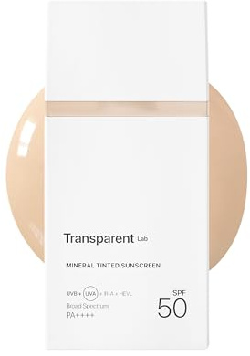 Transparent Lab MINERAL TINTED SUNSCREEN SPF 50 LIGHT, Tagescreme, UVA/UVB filter, Anti-Aging, hautglättend, matt, vegan, ohne Parfüm, Nanopartikel frei, 1er Pack (100ml)
