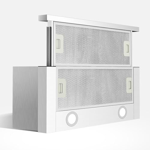 Dunstabzugshaube Küche 60cm Teleskop Dunstabzugshaube 18m³/min Edelstahl Dunstabzugshaube mit LED-Licht & 2 Geschwindigkeiten für kleine Räume