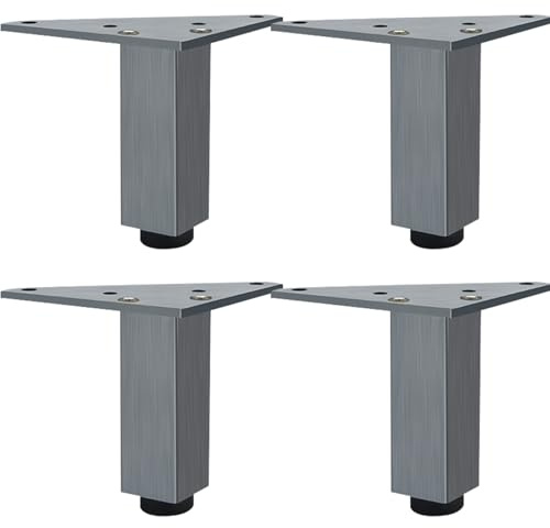 Adjustable Furniture Legs, 4 PCS Metal Furniture Legs Grey Table Leg Dining Table Leg Aluminum Alloy | Anodized Surface Sofa Feet Optional Height: 6-40cm for Kitchen Cabinet Feet Chair Foot-12cm/4.7