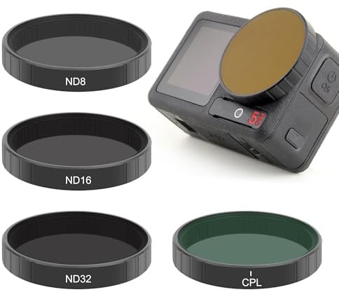GEPULY 4-Pack ND8 ND16 ND32 CPL Lens Filter for DJI OSMO Action 5 Pro 4 3 | Snap-On Aluminum Frame HD Multi-Coated Glass Lightweight Neutral Density Polarizor Cuts Glare Boosts Contrast DJI Accessories