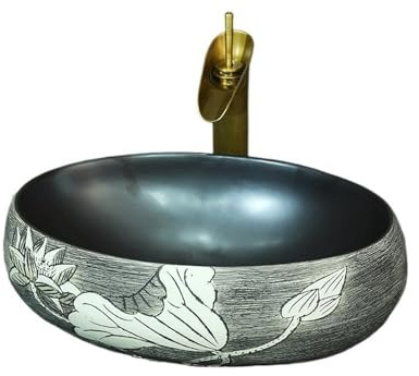 Vasque a Poser Lavabo en céramique style rétro chinois Lavabo
