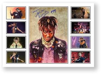 Juice Wrld Signed Poster Print - Limited Edition (1 of 999) Hip-Hop Memorabilia - Rapper Autograph Reprint Wall Art Merchandise (A4 Unframed)