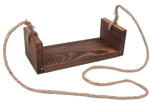 Babyfoto Requisite Holzschaukel 30, 00x13, 00x10, 00 Cm | Kaffeefarbene Holzoptik, für Garten und Terrasse, Vintage Design im Natürlichen Möbelstil