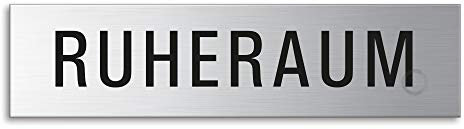 Schild Ruheraum 160 x 40 mm Türschild aus Edelstahl fein-matt gebürstet selbstklebend 8639