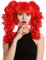 WIG ME UP - YZF-7080+A-113 Perücke Damen Cosplay 3-teilig kurz Bob + lange abnehmbare Zöpfe Spirallocken Rot