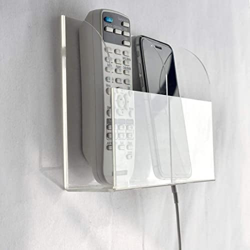 HyFanStr Transparente Fernbedienung Organizer, Fernbedienung Halterung Wand, Wandhalterung Fernbedienung Aufbewahrungsbox für Telefon, 2 Fach