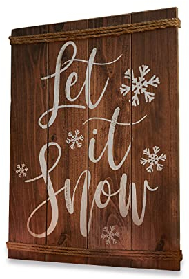Loberon Dekoboard Verrand, Lettering-Print, Chalet-Charme, weihnachtlicher Wandschmuck, Weihnachtsdekoration, Weihnachten, MDF, Hanf, braun/weiß