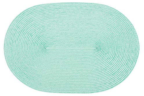 Haus und Deko Platzset Polypro oval ca. 45 x 30 cm Mintgrün Platzdeckchen Tischset geflochtene Bast-Optik