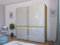 WIEMANN Barcelona Kleiderschrank, Schwebetürenschrank, Schlafzimmerschrank, mit Schiebetüren, Breite 150 cm, Bianco Eiche, Glas champagner, creme, B/H/T 150x236x67 cm