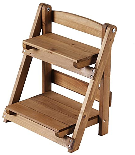 Primo Supply Wooden Ladder Shelf (1-Pack) - 2-Tier Vintage Step-Style Tabletop Decor Rack - Plant Stand - Desk Storage Rack Shelf