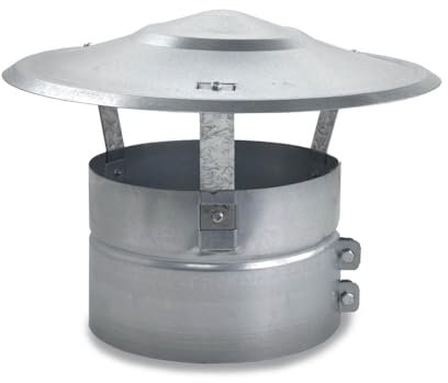 CAEXVEN Sombrerete Chimenea 220mm Antilluvia Galvanizado - Sombrero Fijo para Tubos y Conductos - Caperuza Antipajaros Estufa Leña - Serie Lisa y Helicoidal