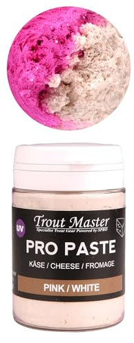 Trout Master Forellenpaste zum Forellenangeln 60g Pro Paste Teig, Farbe/Aroma:Pink-White/Käse