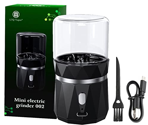 Molinillo de hierbas eléctrico mejorado, molinillo de hierbas para especias trituradora de tabaco eléctrico con 1.7 oz/50 ml de vidrio frasco de hierbas eléctrico portátil y recargable