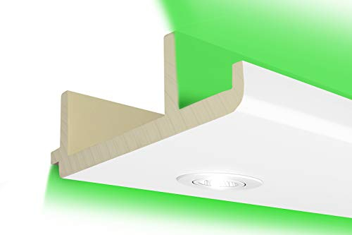 HEXIM LED Stuckleisten aus PU - Indirekte Beleuchtung mit modernen Deckenleisten, lichtundurchlässig, leicht und schlagzäh - (2 Meter LED-16 100x300mm) Lichtvouten, Profil, Stuckprofil, Deckenprofil