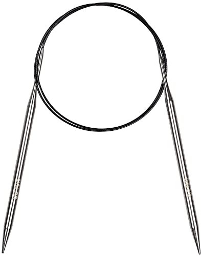 Coopay Knitting Needles 6.5mm 100cm Long, Steel Circular Needles With Flexible Cable, Metal Fixed Pins for Blanket Knitting Large Projects, for Arthritis Hands, Size US 10.5