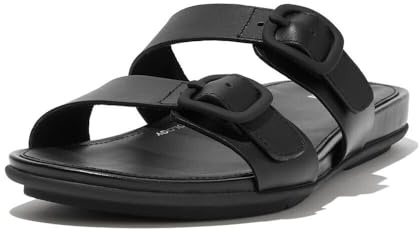Fitflop Women's Gracie Rubber-buckle Two-bar Leather SlidesSlide Sandal