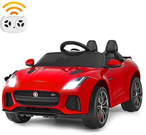 DREAMADE 12V Kinder Elektroauto, elektrisches Kinderauto mit 2,4G Fernbedienung & Musik & LED-Licht & Hupe, Elektrofahrzeug für Kinder ab 3 Jahren (Rot)
