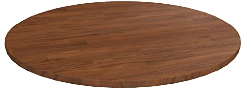 vidaXL Runde Tischplatte Massivholzplatte Eichenplatte Holzplatte Platte Ersatztischplatte Dunkelbraun Ø90x1,5cm Behandeltes Eichenholz