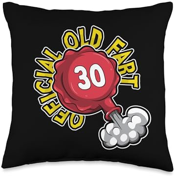 30th Birthday Official Old Fart Funny Red Whopee Cushion Throw Pillow