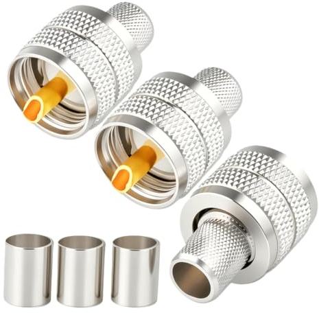Fohevers 3 Stück PL259 UHF Stecker Stecker Crimp Koax Stecker SO239 PL259 Crimp RF Stecker für RG58 LMR195 RG142 RG400 Niedriger Verlust Koax Kabel