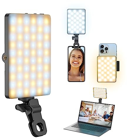 Selfie Light, Youlisn LED Photo Light Portable 60LEDs Video Light with Rechargeable Clip and Adjusted 3 Light Modes, 2000mAh Phone Light for Laptop, iPad, Phone, Makeup, TikTok, Selfie, Vlog