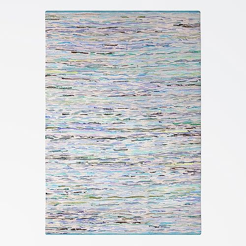 MY-RUG Fleckerlteppich bunt 160 x 230 cm - Blau Grün, handgewebt, recycelte Baumwolle als Flickenteppich gestreift und moderner Kelim Chindi Teppich Rajesh