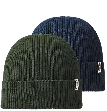 JACK & JONES Herren JACBRINK Beanie 2-Pack 12252069, Navy Blazer/Rosin, ONE Size