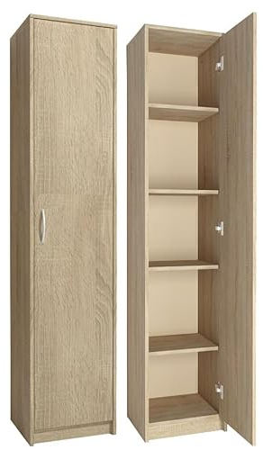 KUBUTKU Armoire Pratique 180 x 39 x 35 cm - avec 1 Porte et 4 étagères - Multifonction - Sonoma