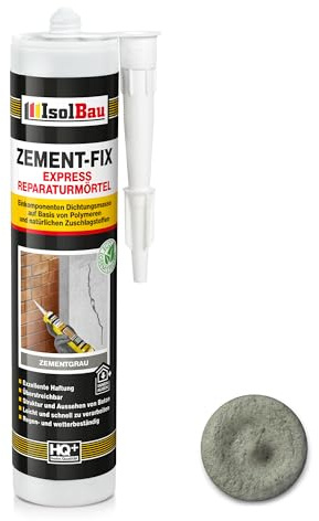 Isolbau Zement-Fix 1 x 300 ml Zementgrau Express Reperaturmörtel - Dichtungsmasse für Fugen & Risse im Innen- & Außenbereich, Kartusche