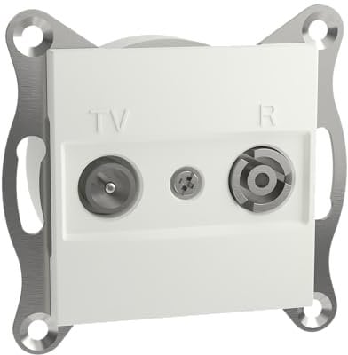 Schneider Electric Asfora EPH3300721D TV-R - Toma de corriente (1 dB, IEC+hembra, empotrado, 2 salidas), color blanco