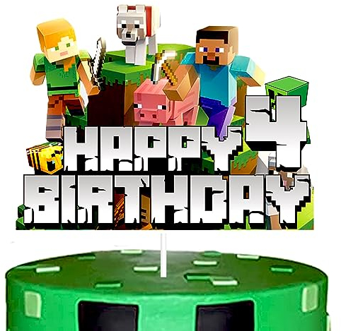 YOOYEH 1 PCS 4th Party Cake Toppers, Cartoon Movie Themed Happy Birthday Party Supplies Decorations for Boys Girls Decorations (4th)