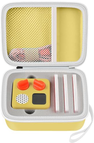 casmilee Travel Case Compatible with Yoto Mini – Kids Audio & Music Player, Holder Bag for Children’s Speaker Plays Audiobook Cards (Yellow, Medium)