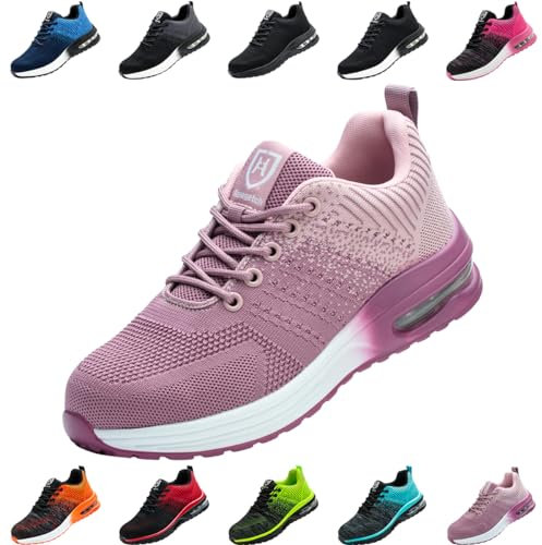 Scarpe Antinfortunistiche Uomo Donna Scarpe da Lavoro Leggere Alte Comode Scarpe Sicurezza Viola EU 36