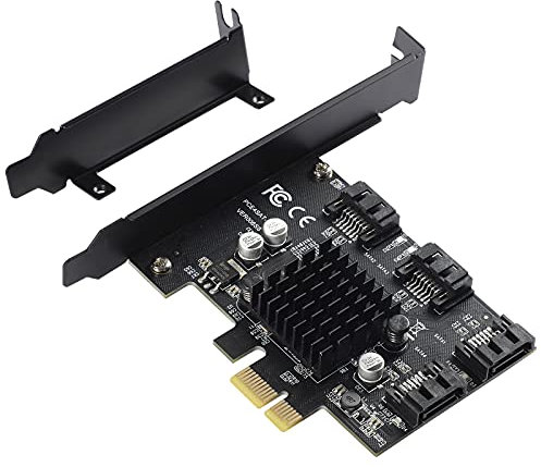 YBBOTT PCIE 1X Scheda SATA 4 Portes, schede controller di espansione SATA 3.0 (6 Gbps) con staffa a basso profilo,PCI-E 3.0 GEN3 Marvell 88SE9215 Non-Raid,Avvia come disco di sistema.
