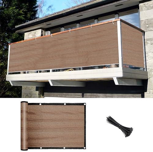 MVPNET Zaun-Sichtschutz, 152 x 150 m, Mokka/Schwarz, Zaunabdeckung, Sichtschutz mit Ösen, 90 % Netzplane, Sonnenschutz für Terrasse, Garten, Hinterhof, Outdoor