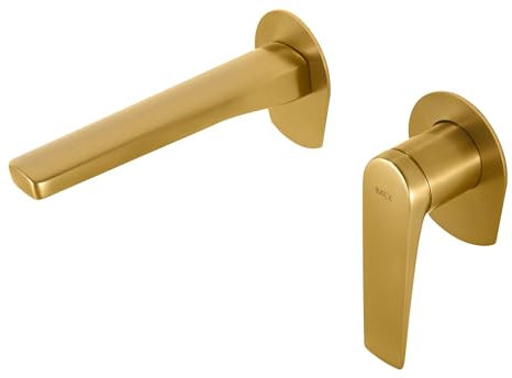 MICE - Grifo monomando empotrado para lavabo hecho de latón - Monomando para lavamanos - Grifor empotrados de baño Color Oro Cepillado