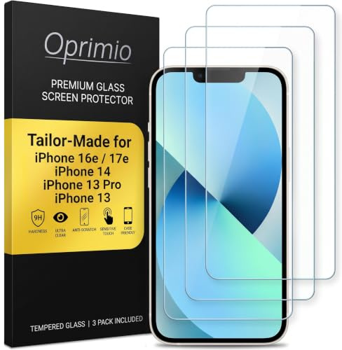 Oprimio 3x Panzerglas für iPhone 14 - Vollbild Displayschutz mit Rahmen-Installationshilfe, 9H Härte, Bläschenfrei, Beeinträchtigt nicht das Hüllenpassform, 3 Stück