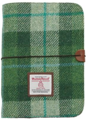 Harris Tweed A5 Notizbuch Binder 6 Ringe, Wollstoff Softcover Nachfüllbar A5 Binder für A5 Nachfüllpapier und A5 Planer Einlagen, Notebook Journals zum Schreiben, A5 Größe 80 Seiten (Grün kariert)