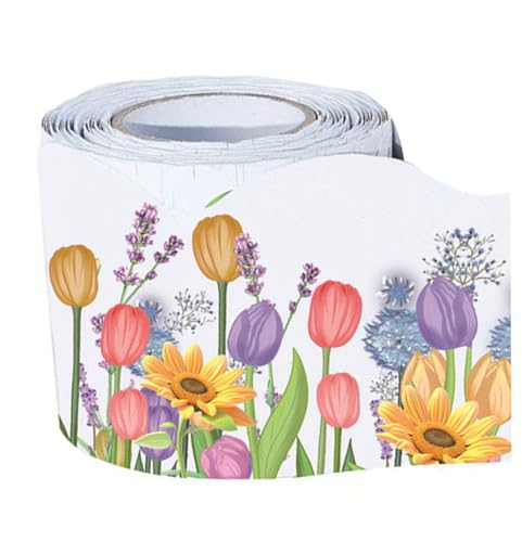 ulafbwur Abziehbare Tulpenblumen-Tapete, selbstklebendes Dekor, florales Bulletin-Randbesatz, exquisites Muster, einfach anzubringen, Tafel, Tafel Blume