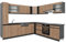 Vicco Eckküche R-Line, Goldkraft Eiche/Anthrazit, 257 x 277 cm J-Shape, AP Anthrazit
