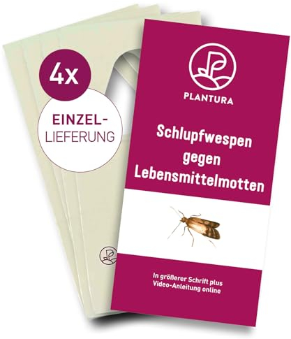 Plantura Schlupfwespen gegen Lebensmittelmotten | 4 Karten à 1 Lieferung | Einzellieferung als Ergänzung | Hochwirksame & nachhaltige Bekämpfung | Alternative zu Mottenkugeln