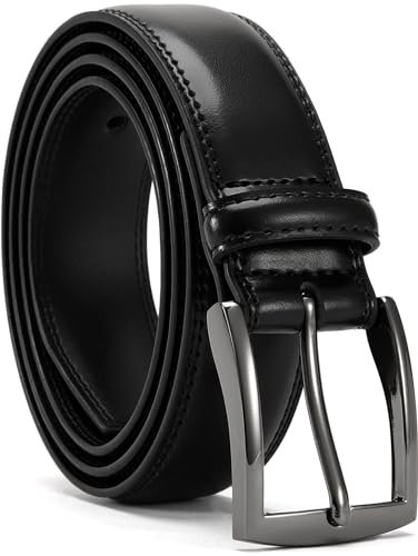 YOORAN Gürtel Herren,Schwarz Ledergürtel Herren, 33 mm breit, Geeignet Für Herrenjeans und Anzüge，Länge kürzbar
