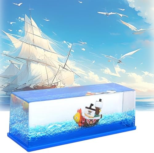 Wekuw Bouteille de Derive Fluide Bateau, Modèle Fluide de Bateaus de Croisière en Acrylique Maquette Bateau Flottant Pirate Insubmersible pour Décoration de Table et de Voiture