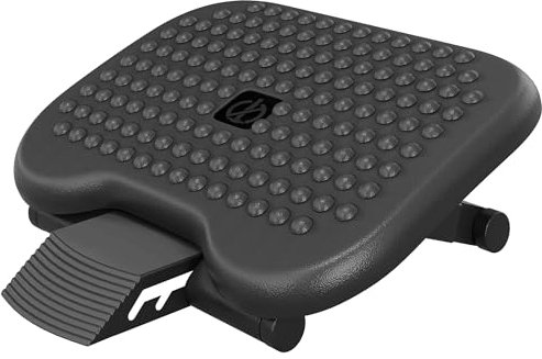 HOMCOM Footrest Adjustable Height & Angle Tilting Platform Home Office Foot Rest Black