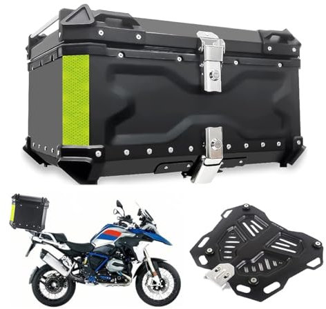 Topcase Motorradkoffer 28L 36L 45L 55L 65L 80L 100L Roller Koffer Wasserdicht Top Case Mit Sicherheitsschloss, Universal Aluminium Motorrad Heckbox Helmkoffer Aufbewahrungsbox Kofferraum(Schwarz,36L)